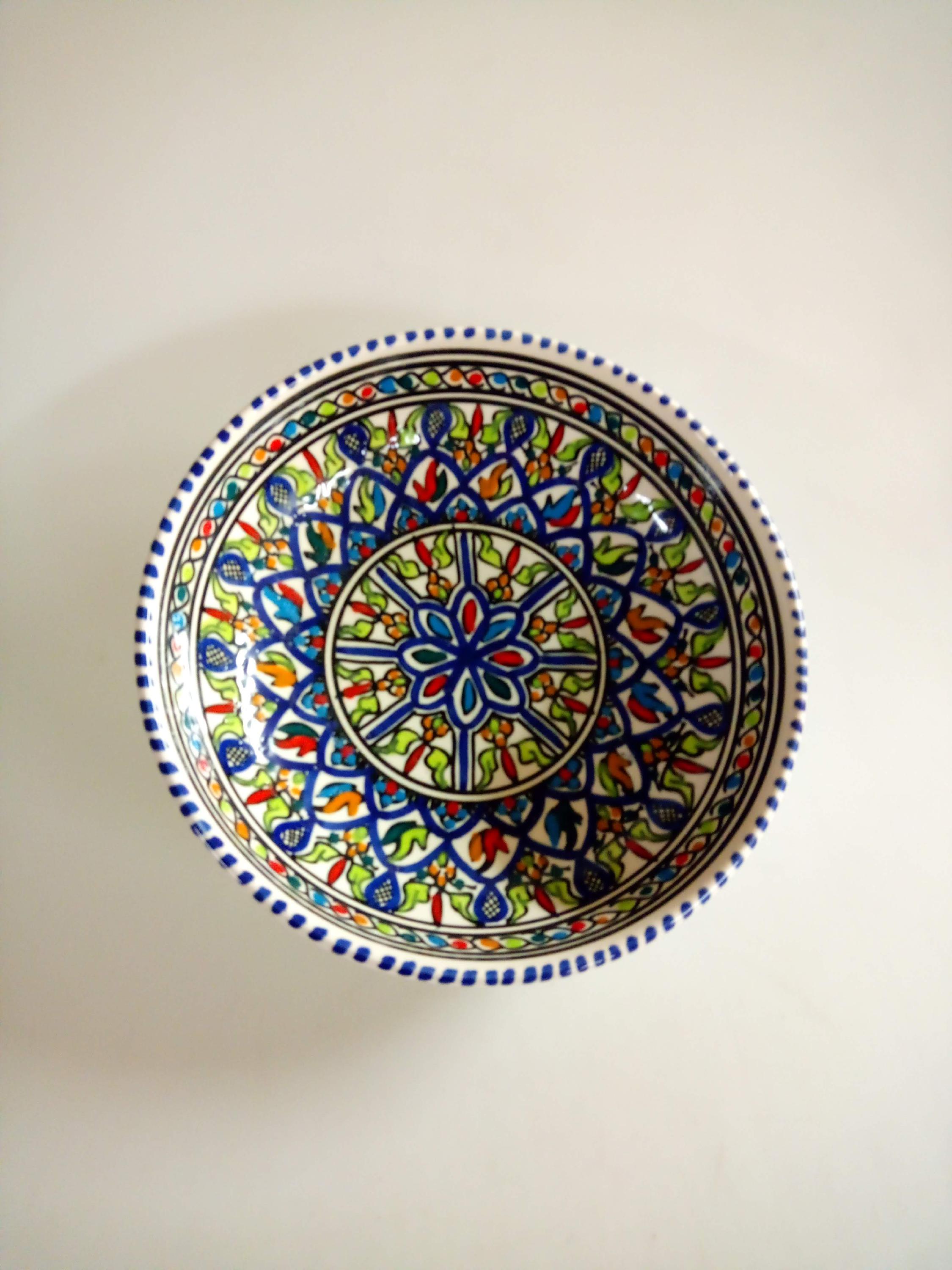 Schaal D 15cm Dina beschilderd aardewerk donker blauw - Tunesie