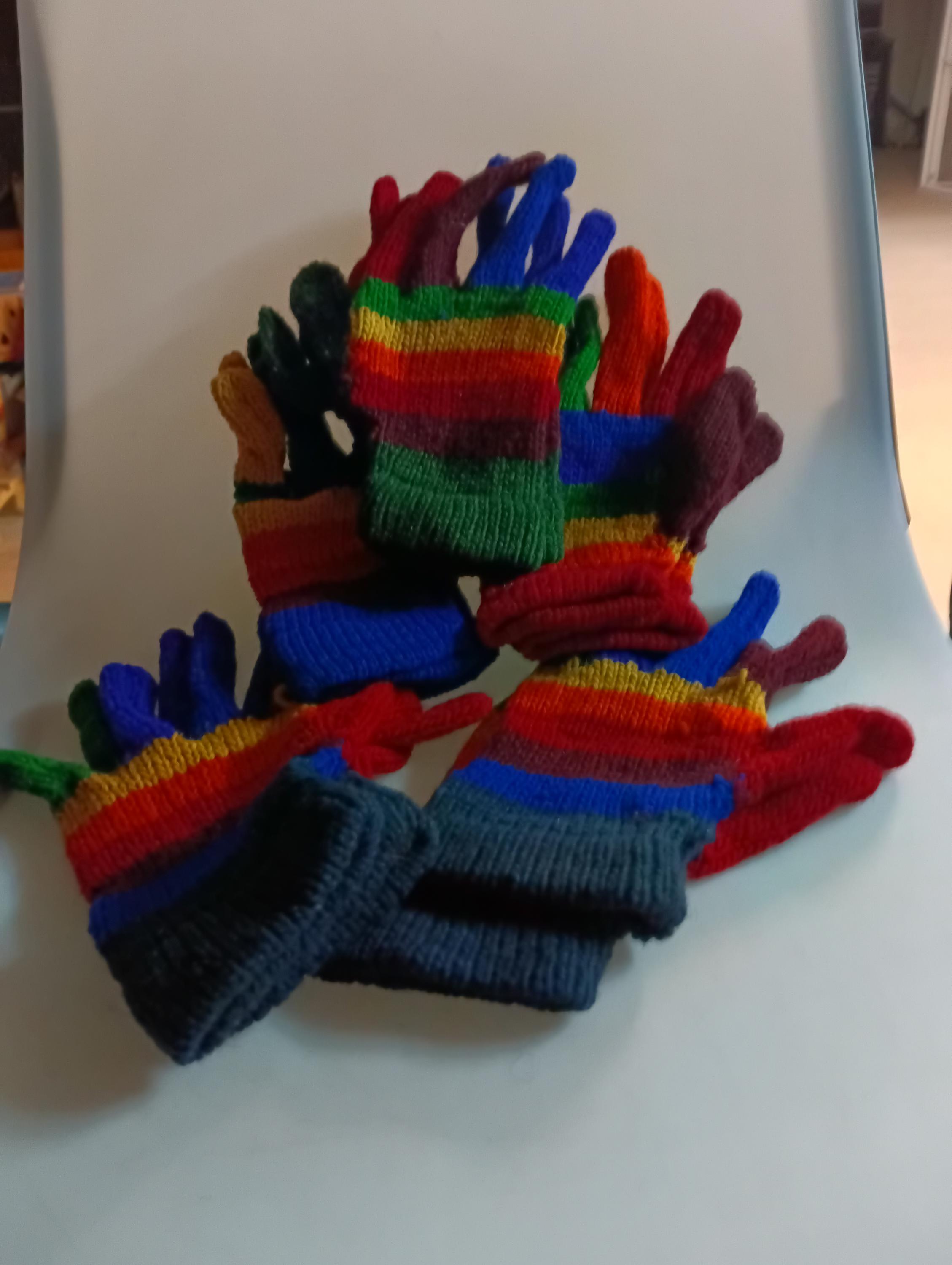 Handschoenen kleurige wol - Peru