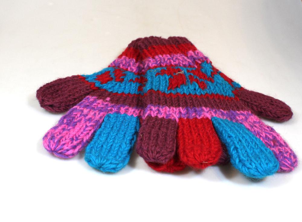 Handschoenen kleurige wol - Peru