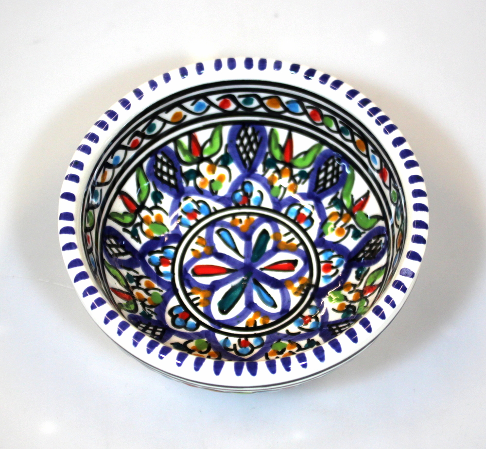 Schaal Kom d=10cm, paars, beschilderd aardewerk TW - Tunesie