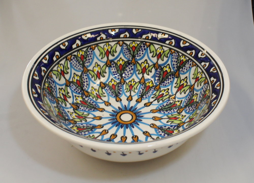 Schaal salade D 30cm beschilderd aardewerk multicolor - Tunesie
