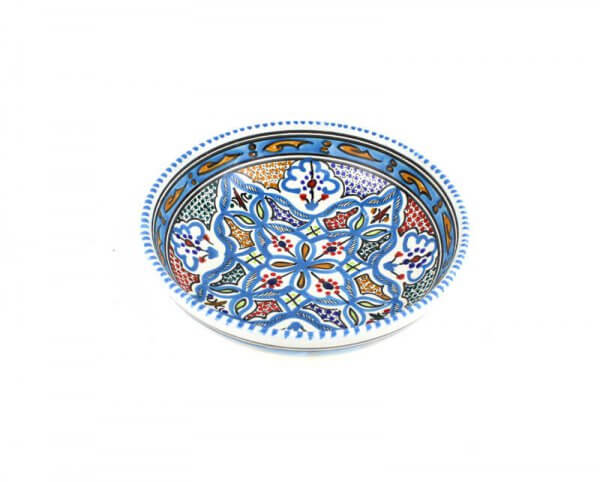 Schaal Dina D 20cm beschilderd aardewerk turquois - Tunesie