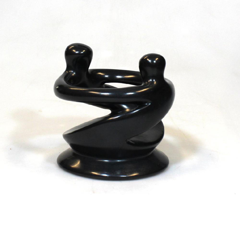 Waxinehouder Swing 2 figuren H 9cm zwart kisii (zeepsteen) - Kenya