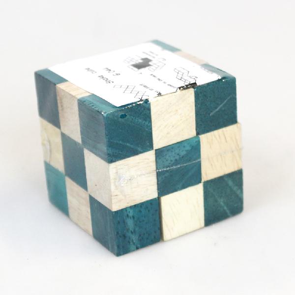 Puzzelspel Kubus Slang G044 hout klein 4,5cm - Thailand