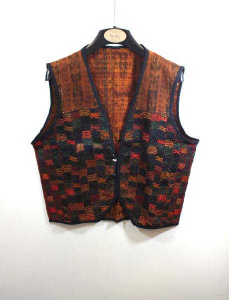 Vest Gilet, bruin of blauw, patch kort, Chichi - Guatemala