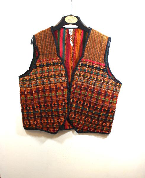 Vest Gilet, bruin of blauw, patch kort, Chichi - Guatemala