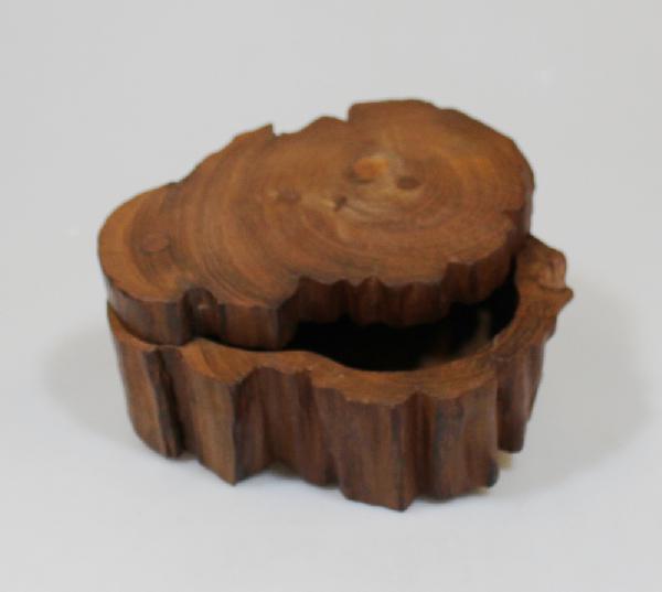Doos teakhout, schijf ovaal, H 7 cm - Thailand
