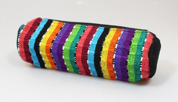 Pennenetui gekleurd ikat rond, 5 x 15 cm rits - Guatemala