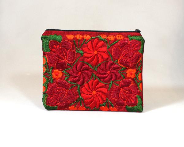 Etui met geborduurde bloemen 13 x 18 cm, MuLi - Guatemala