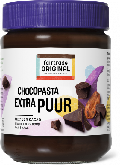 Chocoladepasta extra puur met rietsuiker 350g - Peru, Mauritius