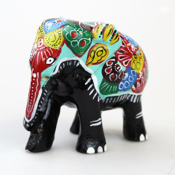 Olifant 8cm beschilderd dier hout - Sri Lanka