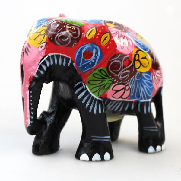 Olifant 8cm beschilderd dier hout - Sri Lanka