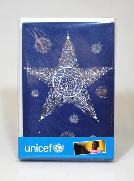 Unicef Kerstkaart - Zilveren Sterren 2x5 ontwerpen