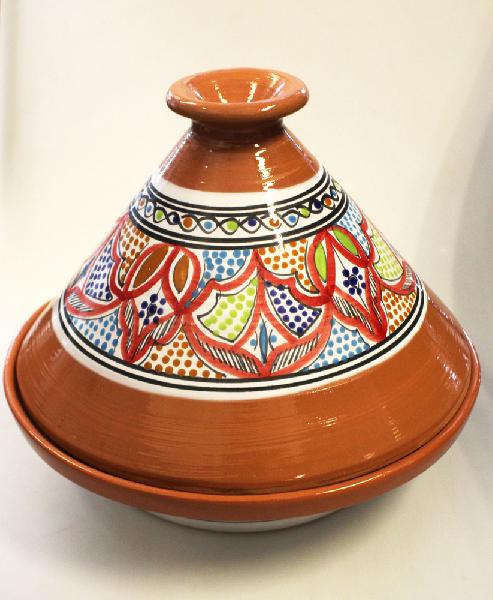 Tajine 30cm aardewerk beschilderd motief - Tunesie