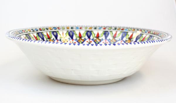 Schaal salade D 25cm beschilderd aardewerk basiskleur donker blauw - Tunesie