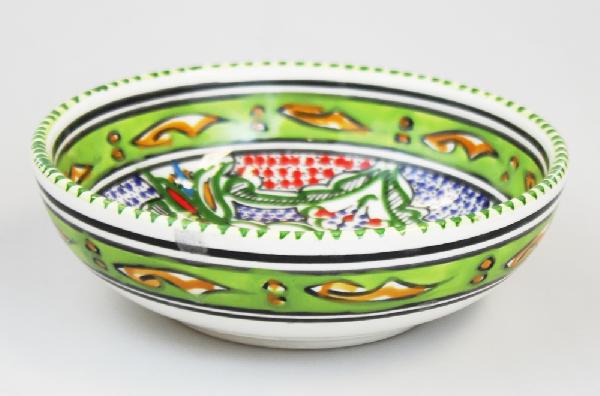 Schaal Kom d=15cm, Dina, beschilderd aardewerk, groen TW - Tunesie