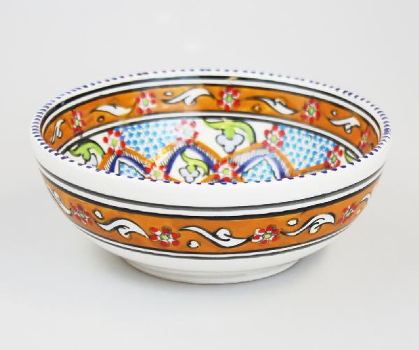 Schaal D 20cm beschilderd aardewerk oranje - Tunesie