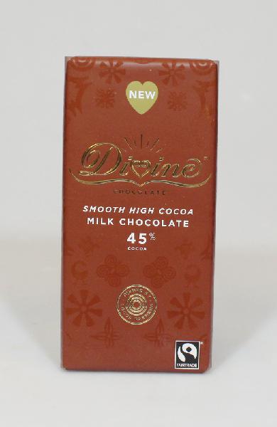 Chocolade Reep Divine melk 90g, extra 45% cacao, Kuapa Kokoo / Boatema - Ghana + Malawi