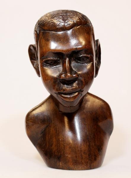 Beeld Hoofd hout H 15 cm - Tanzania
