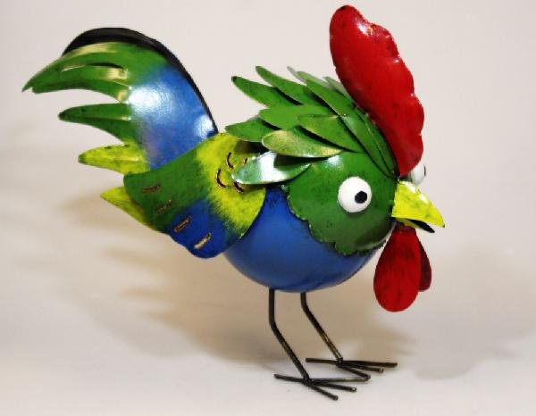 Kip Dierfiguur metaal bol H 25 cm, SA Bali - Indonesie