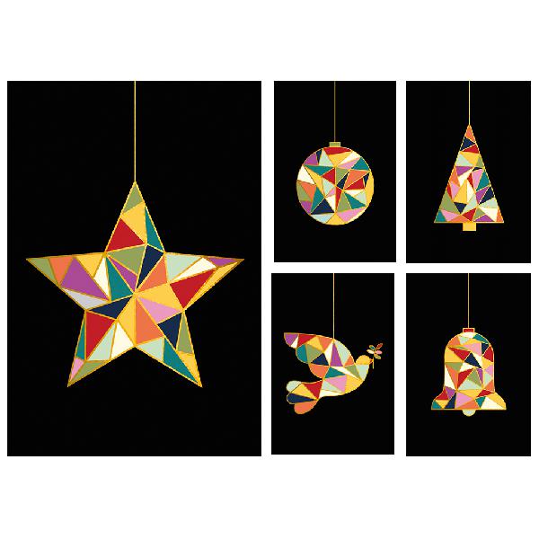 Unicef Kerstkaart - Gekleurde Driehoekjes 2x5 ontwerpen