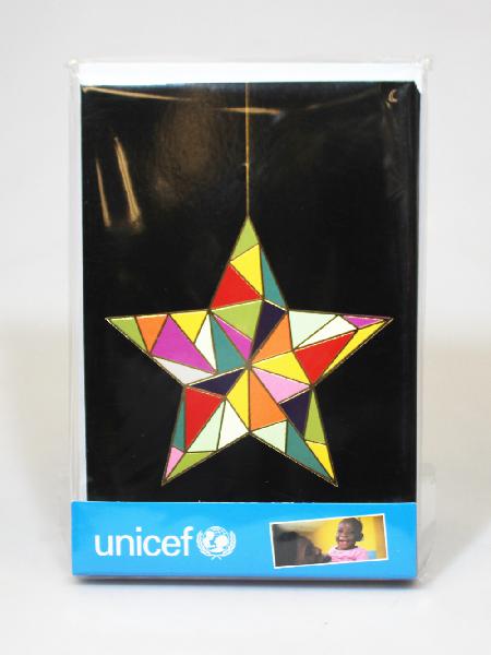 Unicef Kerstkaart - Gekleurde Driehoekjes 2x5 ontwerpen