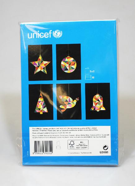Unicef Kerstkaart - Gekleurde Driehoekjes 2x5 ontwerpen