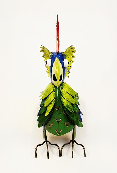 Vogel Kaketoe beschilderd metaal H 36cm - Indonesie