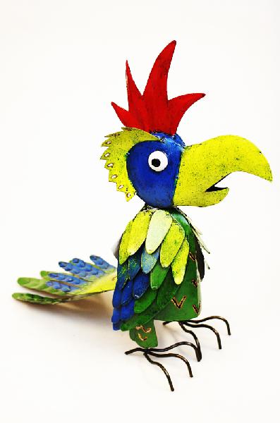 Vogel Kaketoe beschilderd metaal H 36cm - Indonesie