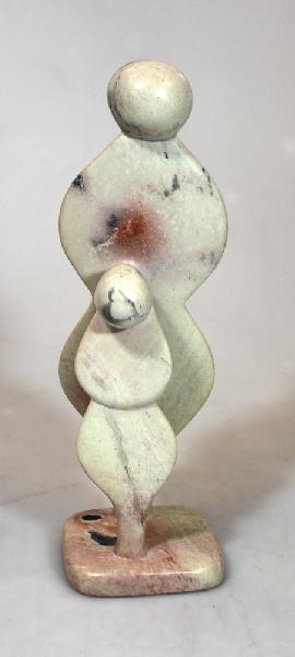 Moeder en Kind abstract 15cm beeld kisii (zeepsteen) - Kenya