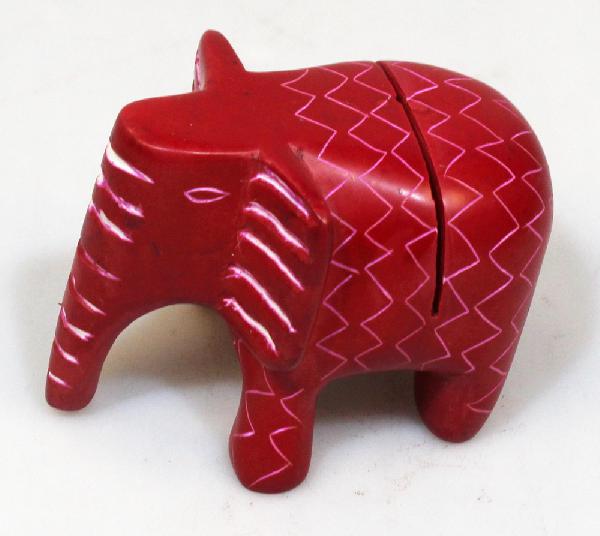 Fotohouder Olifant rood 7 cm kisii standaard - Kenya
