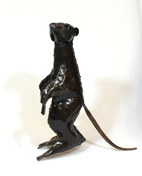 Stokstaartje metaal, H 28 cm, dierfiguur - Afrikan Zimbabwe