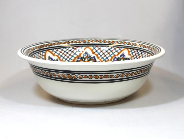 Schaal salade D 25cm beschilderd aardewerk basiskleur oranje - Tunesie