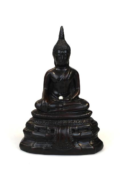 Boeddha Beeld met parel polystone 16cm - Thailand