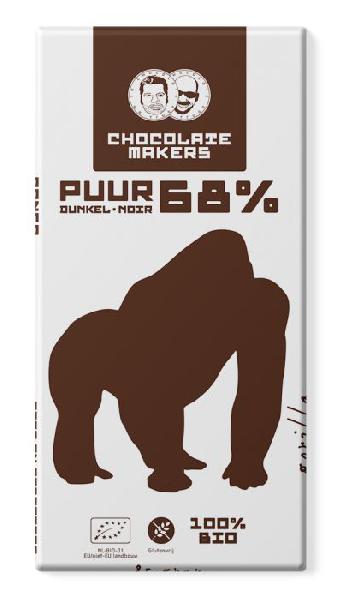 Chocolatemakers Chocolade Reep Gorilla puur 68% 85g bio - DR Congo