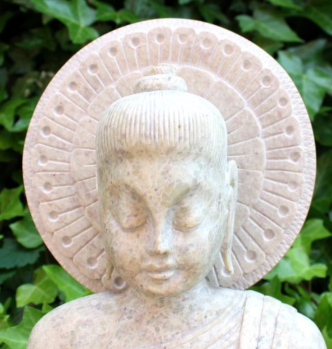 Boeddha Beeld zeepsteen 41cm met bedelnap als Stichter van Monniksorde - kunst Agra, India