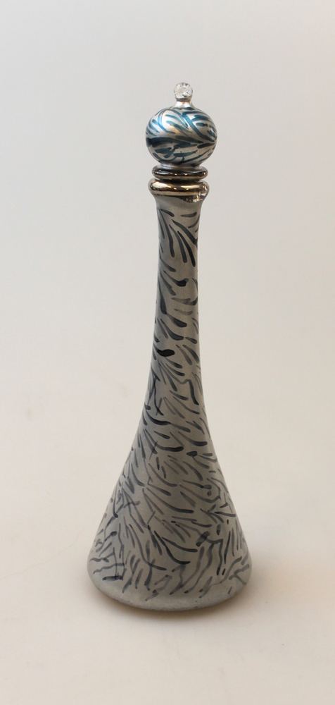 Parfum-flesje glas zilver breed ca 15 cm - Egypte