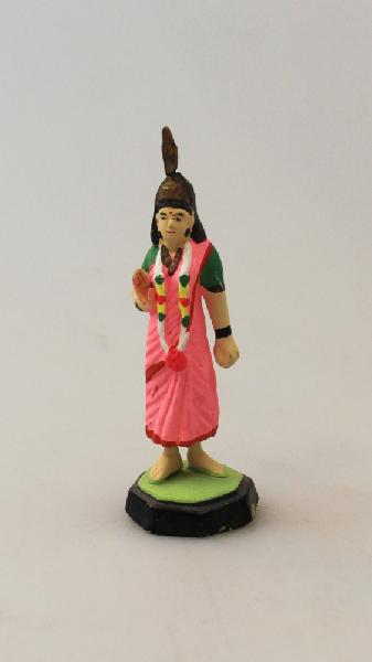 Hindoegodenbeeldje Shiva + Parvati Radha Sita 8cm kleurig aardewerk - India