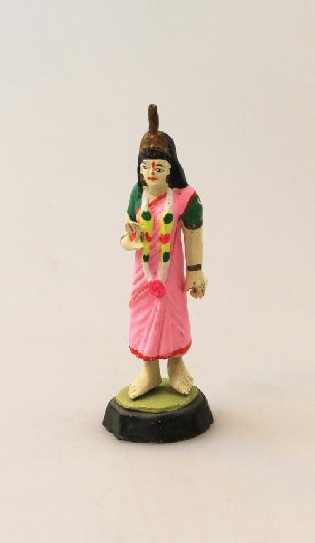 Hindoegodenbeeldje Shiva + Parvati Radha Sita 8cm kleurig aardewerk - India