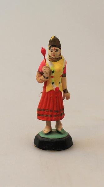 Hindoegodenbeeldje Shiva + Parvati Radha Sita 8cm kleurig aardewerk - India