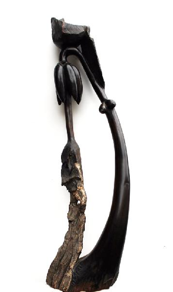 Beeld Bananenboom 80 cm, nrE389, mpingo-ebbenhout - Tanzania + Bananenbrochure