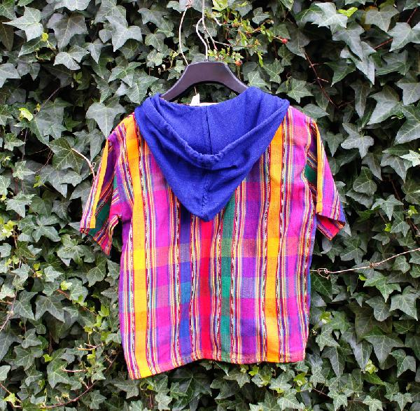 Blouse Kind ikat met Capuchon KM korte mouw - Guatemala