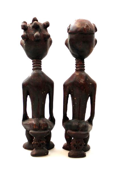 Ashanti-Paar op Stoeltje, man + vrouw, nrB1-30, 26 x 7 x 6 cm, prijs per koppel - Ghana