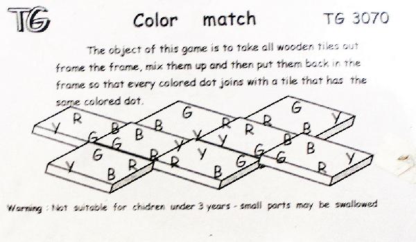 Puzzelspel Color Match G070 8 blokjes hout - Thailand