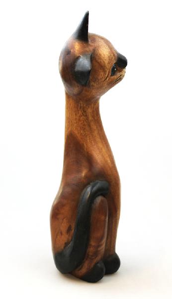 Dier Kat zittend #016 monkeywood, H=30 cm, Chiang Mai - Thailand