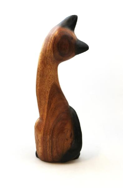 Dier Kat zittend #016 monkeywood, H=30 cm, Chiang Mai - Thailand