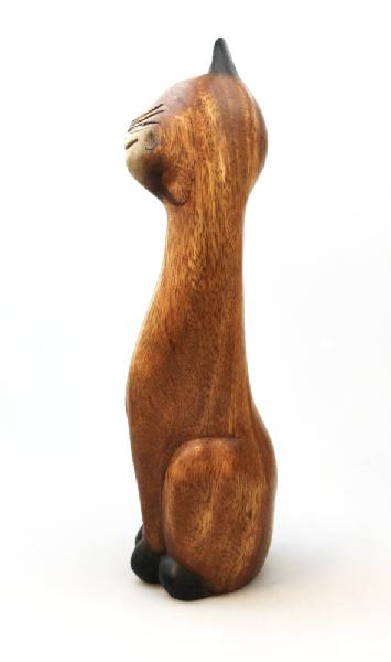 Dier Kat zittend #016 monkeywood, H=30 cm, Chiang Mai - Thailand