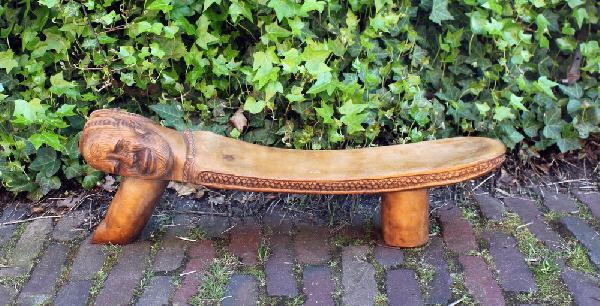 Koningsstoel met Mannenhoofd nr103 hout - Burkina Faso