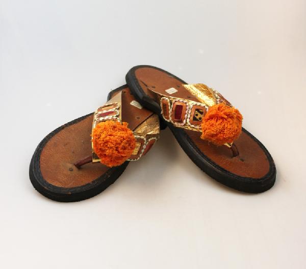 Sandalen, Slippers Rubber, Volwassene, rijk versierd, Recycled diverse maten - Ghana