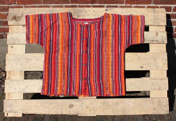 Blouse ikat Pedro, 60 cm kort, Korte mouw, Chichi - Guatemala